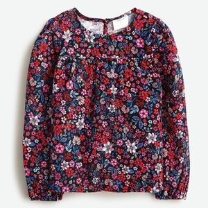 NWT Girls Crewcuts Puff Sleeve Pullover Floral Soft Corduroy Bouse Top Sz 14